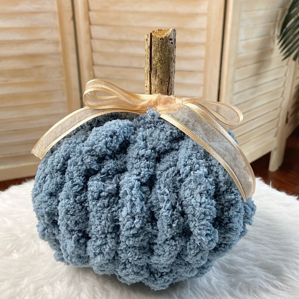 Autumn Hearth Knit Pumpkin-dusty blue